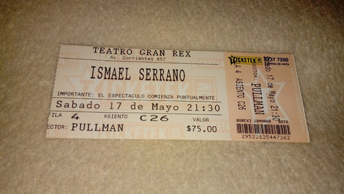 Entrada Ismael Serrano Gran Rex 17 De Mayo De 2008 1