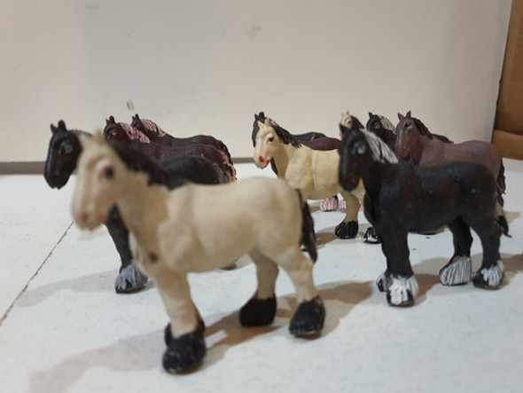 Antiguo Juguete Campo O' Granja-lote 12 Caballos Percherones 0