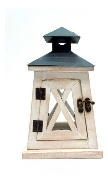 Farol Porta Vela Madera Blanca  M14  #60109 -  Sheshu 0 Farol Porta Vela Madera Blanca  M14  #60109 -  Sheshu 0