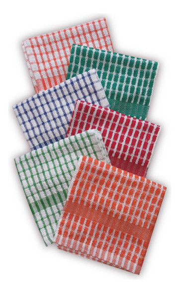 Repasadores Tobatel Cuadros Algodón 60x38cm Pack X6 0