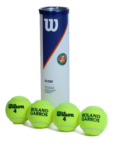 Wilson Pelotas Tubo Roland Garros Paris X4 Amar Cli 0