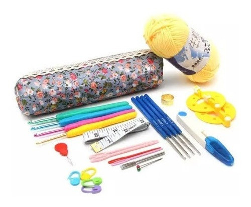 Kit 49 Pcs Agulha Linha Crochê Bordado Bordar Tesoura Fita 0