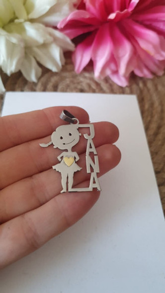 Dijes Nenes Con Nombre Con Cadena En Acero 1