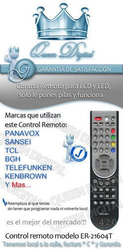 Control Remoto Para Tcl Sansei Telefunken Er 21604t Bgh 1