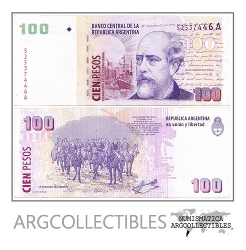 Argentina Billete 100 Pesos P-351 / Bot-3704 Vf+ Serie A 0