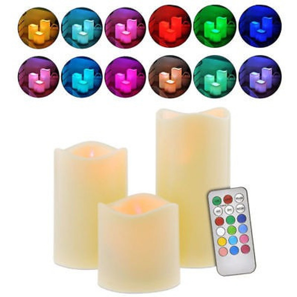 3 Piezas Led Sin Llama Velas 4  5  6  Pilar 12 Cambia De Col 0