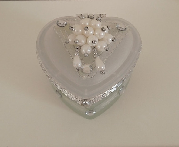 Alhajero Joyero De Vidrio Con Espejo Interior Forma Corazón 1