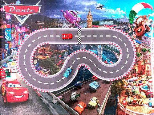 Lona Didáctica Pista Autos Cars Rayo Mcqueen Personalizada 0