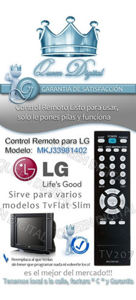 Control Remoto Para LG Reemplaza Mkj33981435 Tv Monitor Lcd 1