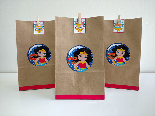 Bolsitas Mujer Maravilla Personalizadas Souvenirs Cumpleaños 0