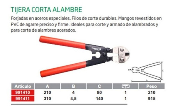 Tijera Corta Alambre - 310 Mm | Agro Herramientas 1