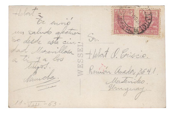 1953 Futbol Postal De Estadio Maracana Rio De Janeiro Brasil 1