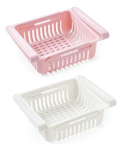 Kit C/2 Cesto Organizador Geladeira Multiuso Gaveta Retrátil 0