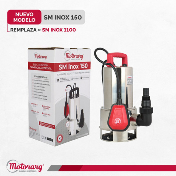 Bomba Sumergible Agua Sucia Motorarg Sm Inox 1100 1 1/2hp 1