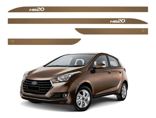 Jogo Friso Lateral Slim Hyundai Hb20 Bronze Terra 2018 2019 0