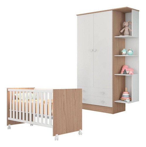 Jogo De Quarto Bebê Com Berço Vira Mini Cama Gurada-roupas 0