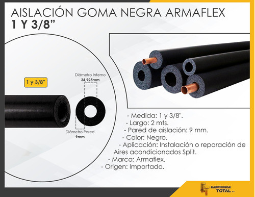 Aislante Caño Aire Acondicionado 1 Pulgada Y 3/8 X 2 Mts 1