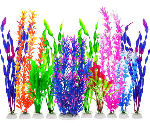 Paquete De 10 Plantas De Acuario Artificiales 0