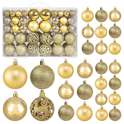 Adornos Bolas Árbol Navidad Doradas Inastillables 100u 0