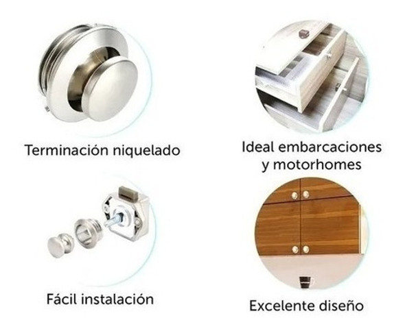 Cerradura Tirador Niquelado Push Lock Motor-home! X2 1