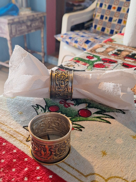 2 Antiguos Anillos Para Servilletas, Bronce Platinado 0