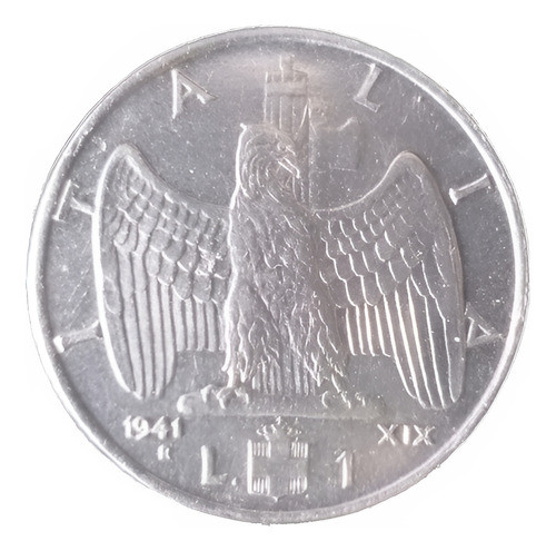 M574 Italia Moneda 1 Lira Año 1941 Km# 77b Impecable 0