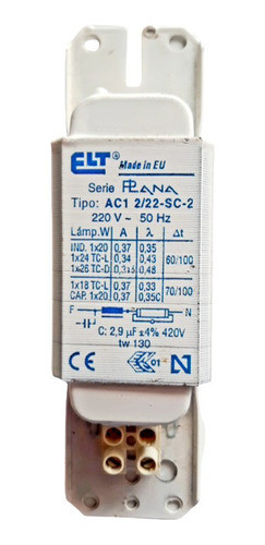 Balasto Para Lampara Fluorescente Serie  Plana Tipo Ac1 0