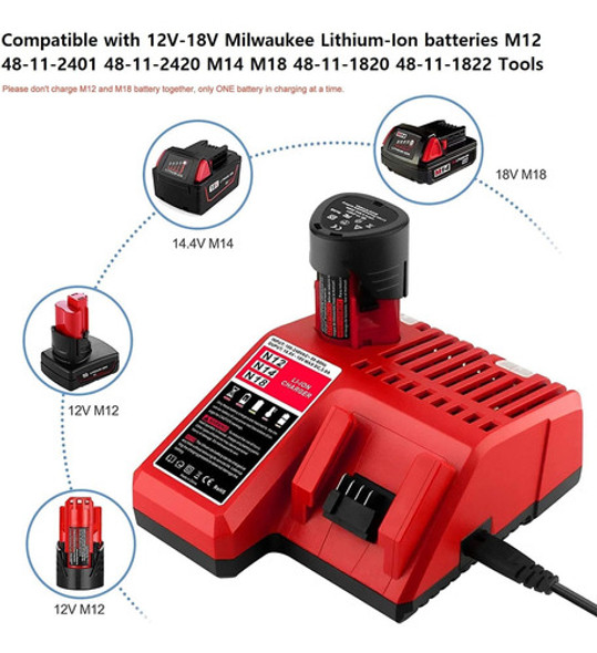 Cargador Rápido De Reemplazo Para Milwaukee M12 Y M18 1