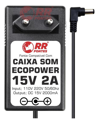 Fonte Carregador 15v 2a Para Caixa Ecopower Ep-2260 Ep-s101 1