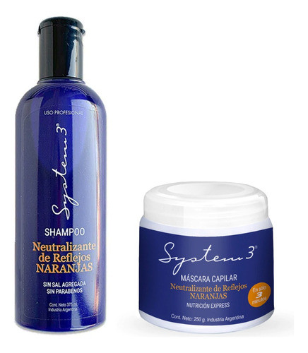 Kit System3 Shampoo + Mascara Neutralizante Reflejos Naranja 0