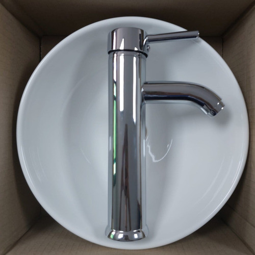 Combo Griferia Pico Mediano Bacha Loza Sofy Blanca - Daccord 1