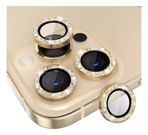 Protector Strass Dorado Cámara Trasera Para iPhone 15 Pro 0