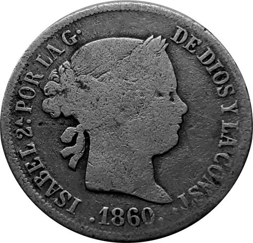 España 2 Reales De Plata .900  Del Año 1860 - Isabel Ii 1