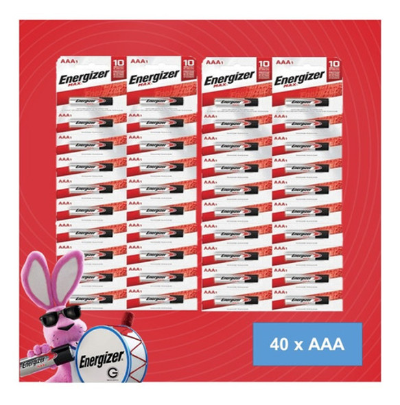 40 Pilas Aaa Triple A Alcalinas Energizer Max Distribuidora 0