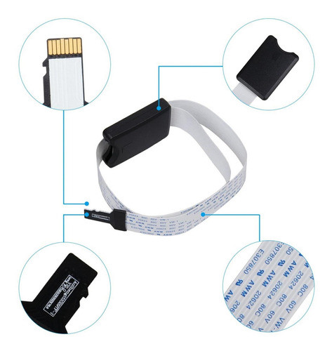 Adaptador Extensor Generico Microsd A Sd 60cm Cable Plano 1