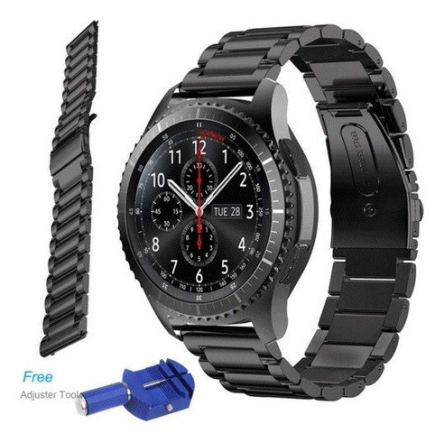 Banda De Acero Inoxidable Negro Correa Metal Reloj Para Equi 1