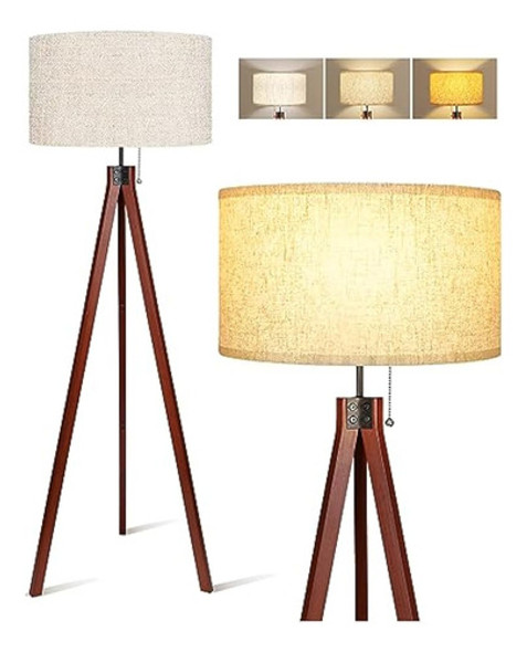 Lámpara De Pie Con Trípode De Madera Isloys, 3 Temperaturas 0