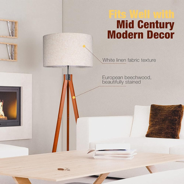 Lámpara De Pie Con Trípode De Madera Isloys, 3 Temperaturas 1