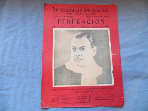 Se Acabaron Los Otarios Federacion Caruso Canaro Partitura 0