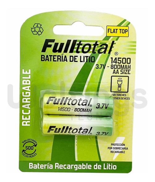 2 Bateria 14500 3,7v 800 Mah Pila Aa Recargable Litio S/t 1
