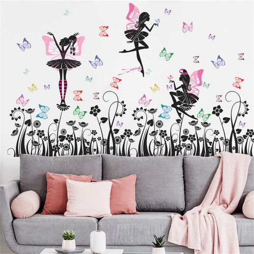 Pegatinas De Pared De Hadas De Flores, 2 Hojas De Calcomania 1