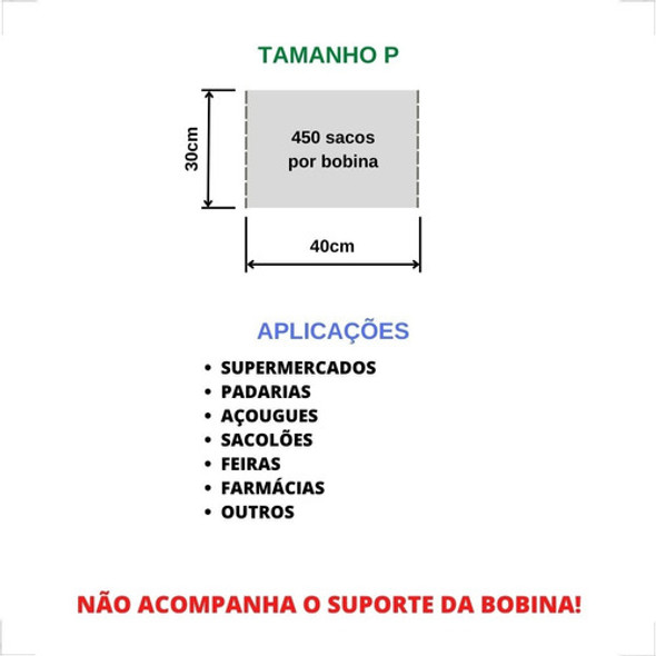 6 Bobina Saco Plástico Fundo Estrela 30x40cm 1 Refil P 450un 1