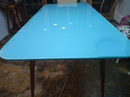 Tapa De Vidrio Celeste Para Mesa De 1,55cm X 0,75 Cm X 15mm 1