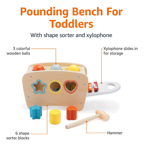Banco De Brinquedos Pounding And Hammering Amazon Basics Par 1