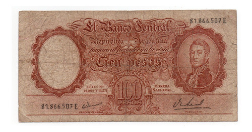 Billete Argentina 100 Pesos Moneda Nacional Bottero 2078 0