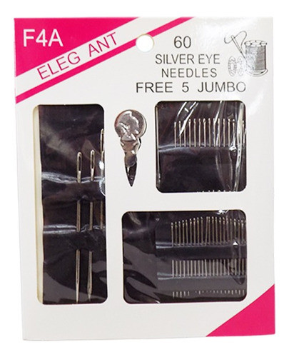 Pack 60 Agujas Largas Y Cortas Con Enhebrador 0