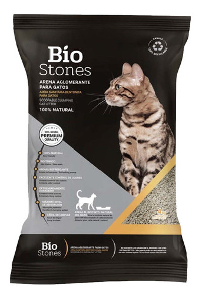 Arena Sanitario Piedra Aglomerante Bio Stones- Sin Aroma Tr 0