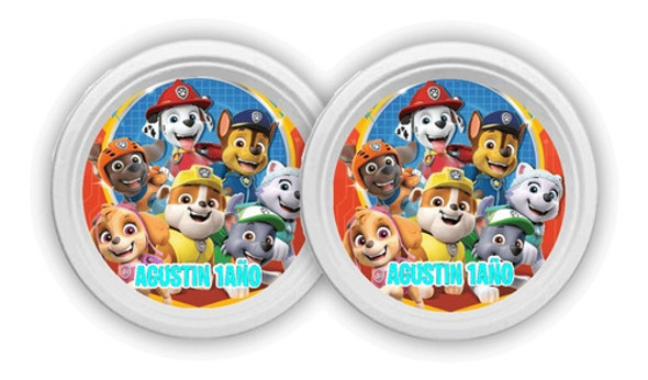 Patrulla Canina Platos Para Torta Pack X10 Personalizados 0