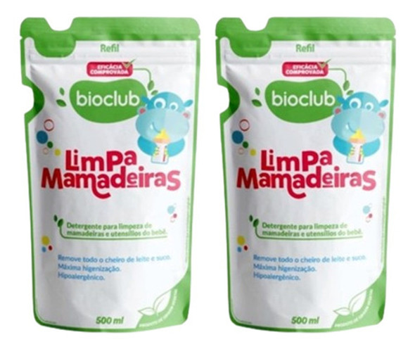 2 Refis Detergente Limpa Mamadeiras Desengordurante 500ml 0