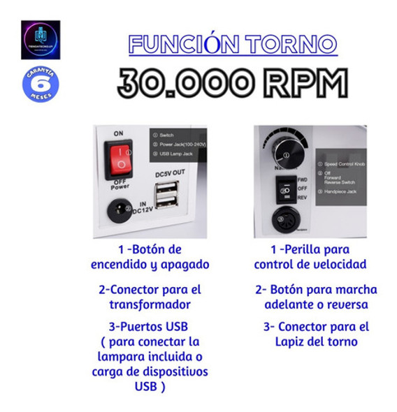 Torno Uñas 30000rpm + Aspirador + Lampara Uv + Led /4 En 1 1